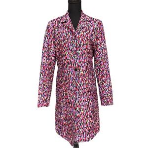 Silkland Multicolor Silk Print Longline Jacket Blazer Size 6